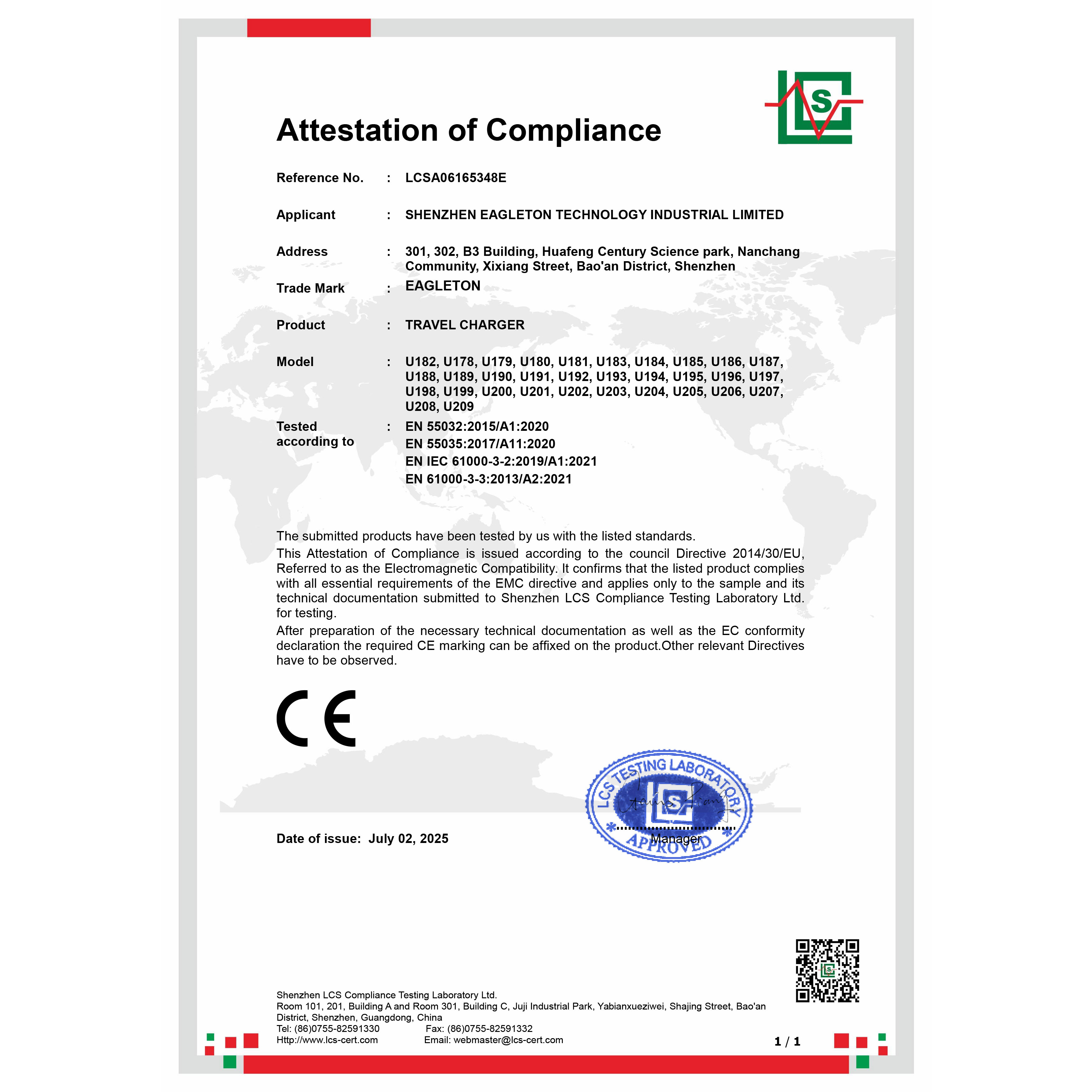 Charger CE Certificate