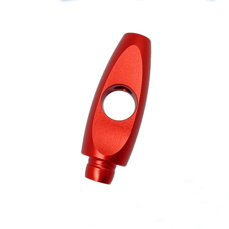 CNC Machined Red Anodized Aluminum Knob with Central Hole