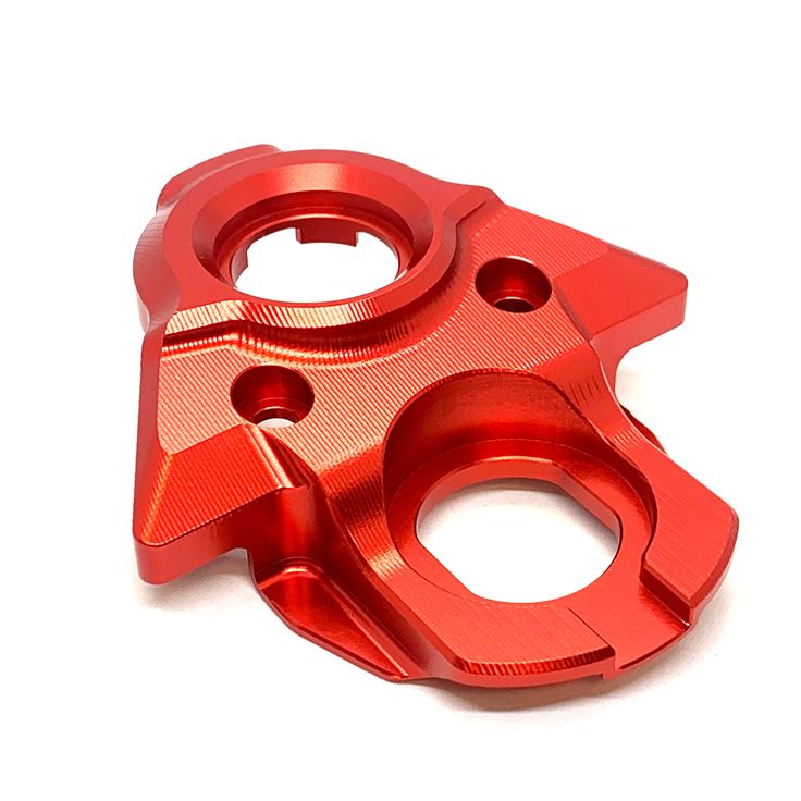 Custom CNC Machined Red Anodized Aluminum Gear Cover Plate