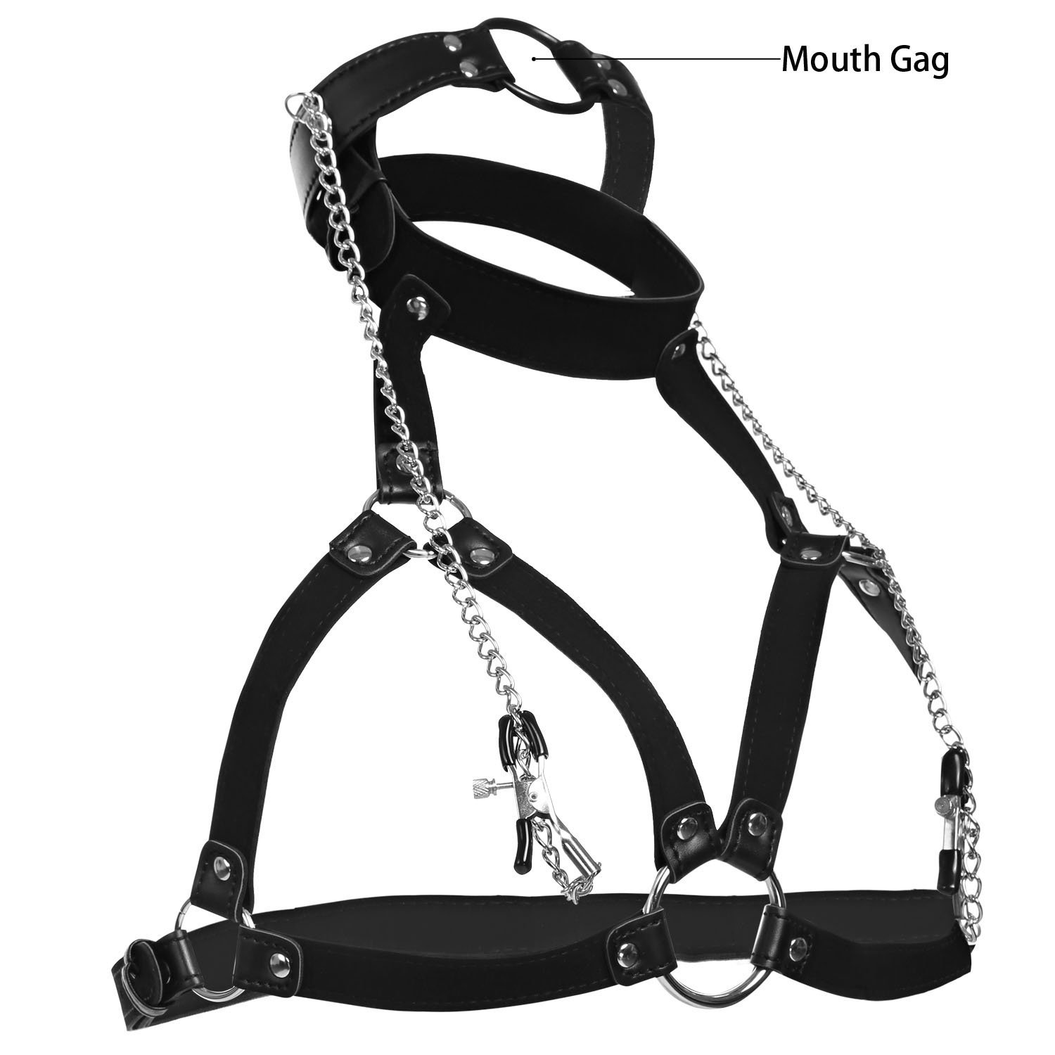 Greenpinecone® SM Bondage Knebel Nippelklemmen mit Fetisch Halsband