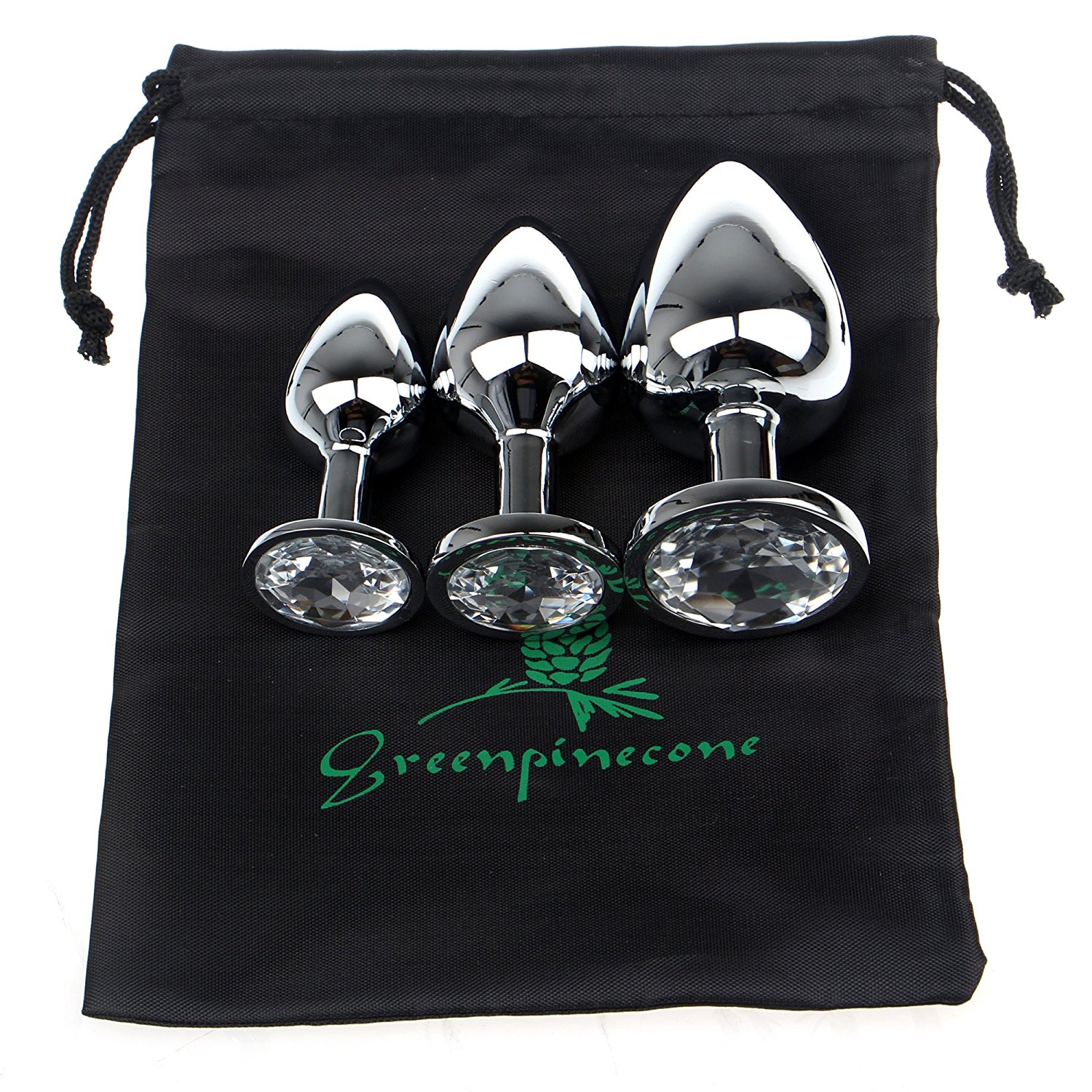 Greenpinecone Klein Medium Groß Metall Analplug Set Buttplug Anal Butt Plug mit Kristall Diamant