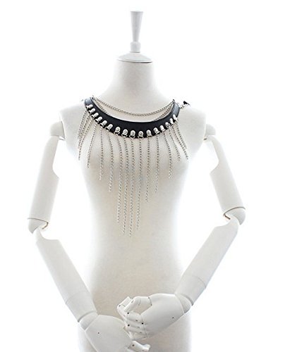 SM Bondage Leder Halsband mit Dekorative Metall-Kette Fesseln Halsbänder