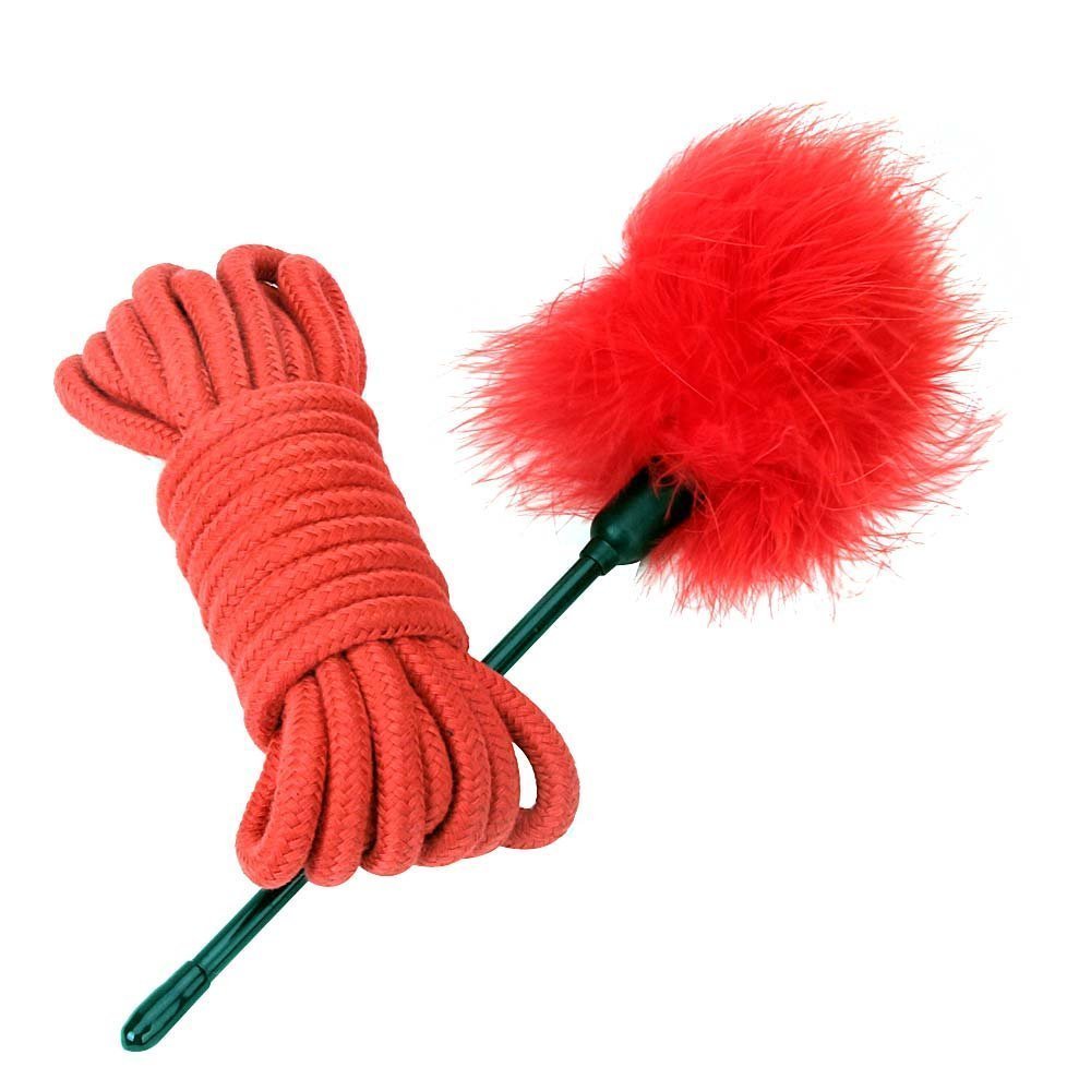 Unter dem Bett Bondageset Fesseln Systems in Rot mit 9 Stück Sexspielzeug für paare