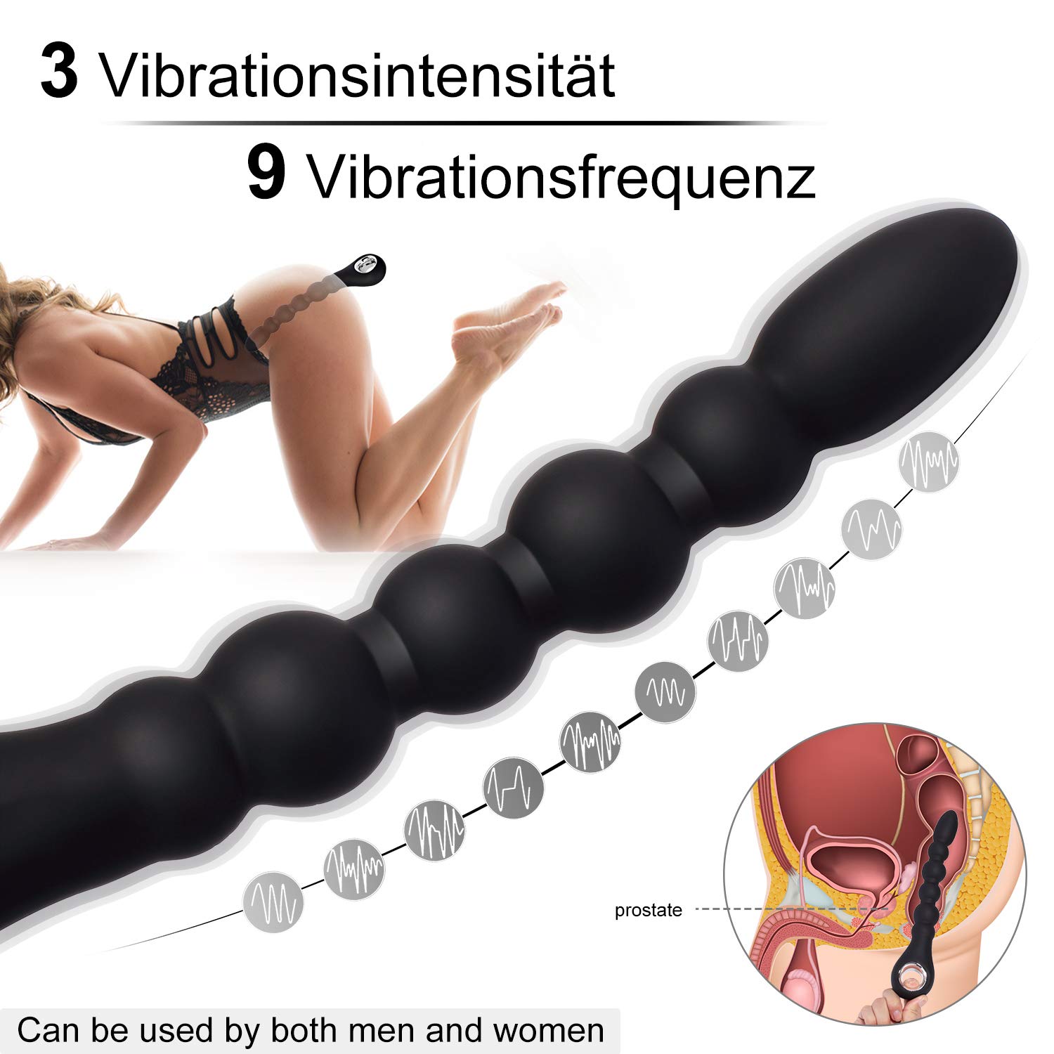 Deluxe Analkugeln Anal Dildo Vibratoren Analplug mit Ziehen Ring Griff Buttplug Prostata Stimulator