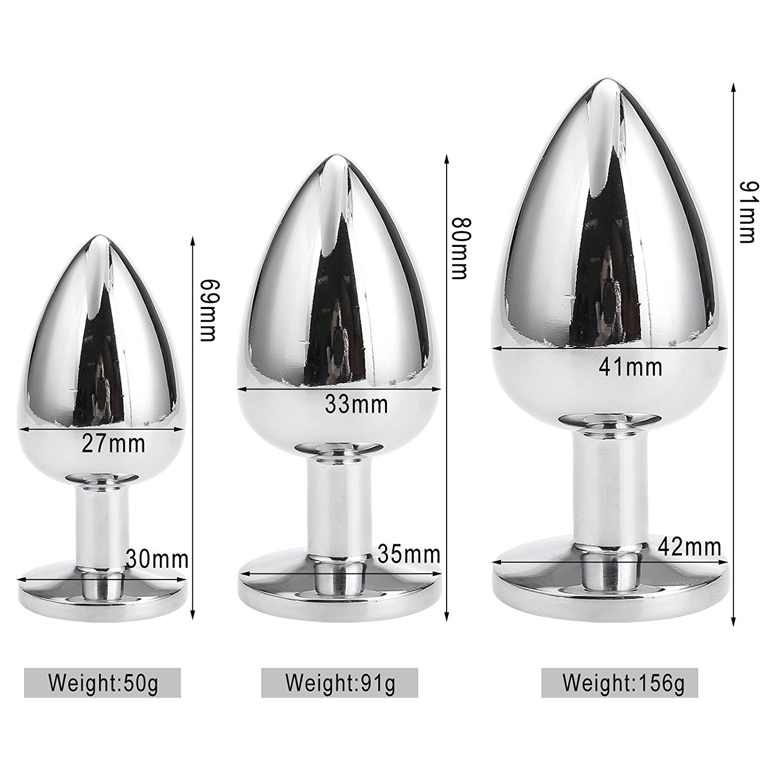 Greenpinecone Klein Medium Groß Metall Analplug Set Buttplug Anal Butt Plug mit Kristall Diamant