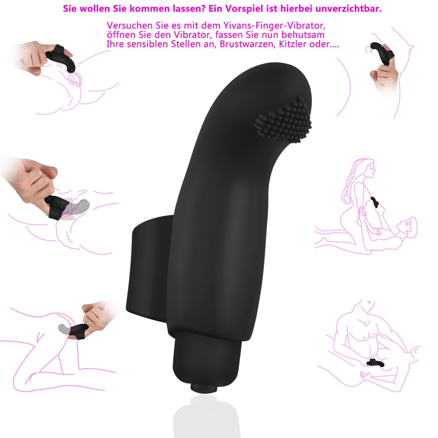 Greenpinecone 2 x Deluxe Echter G-Punkt Fingervibrator aus Silikon Klitoris Vibratoren mit 10