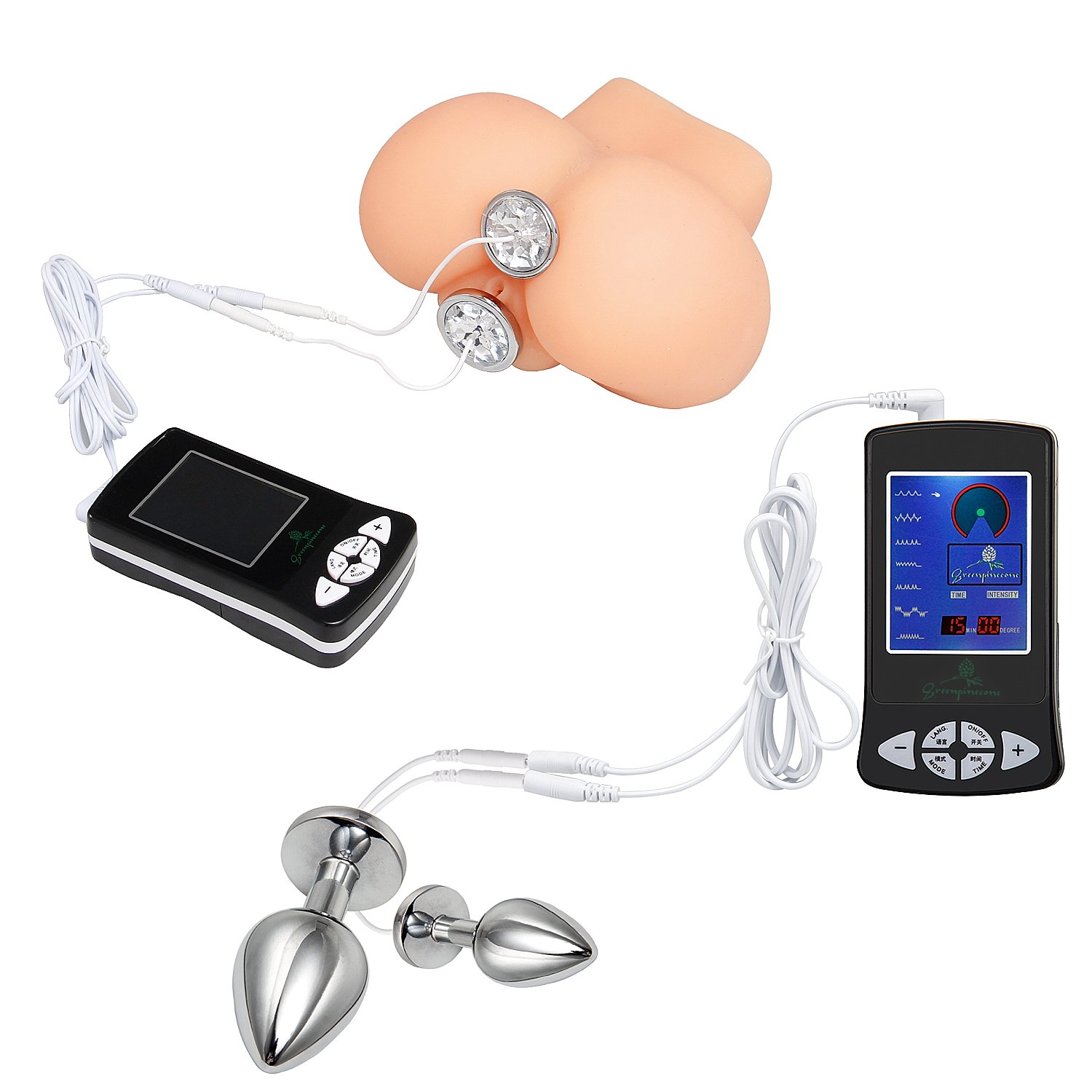 Greenpinecone® Luxus Elektro Analplug Set 32 mm und 25 mm, Elektrosex Buttplug für Reizstromgerä