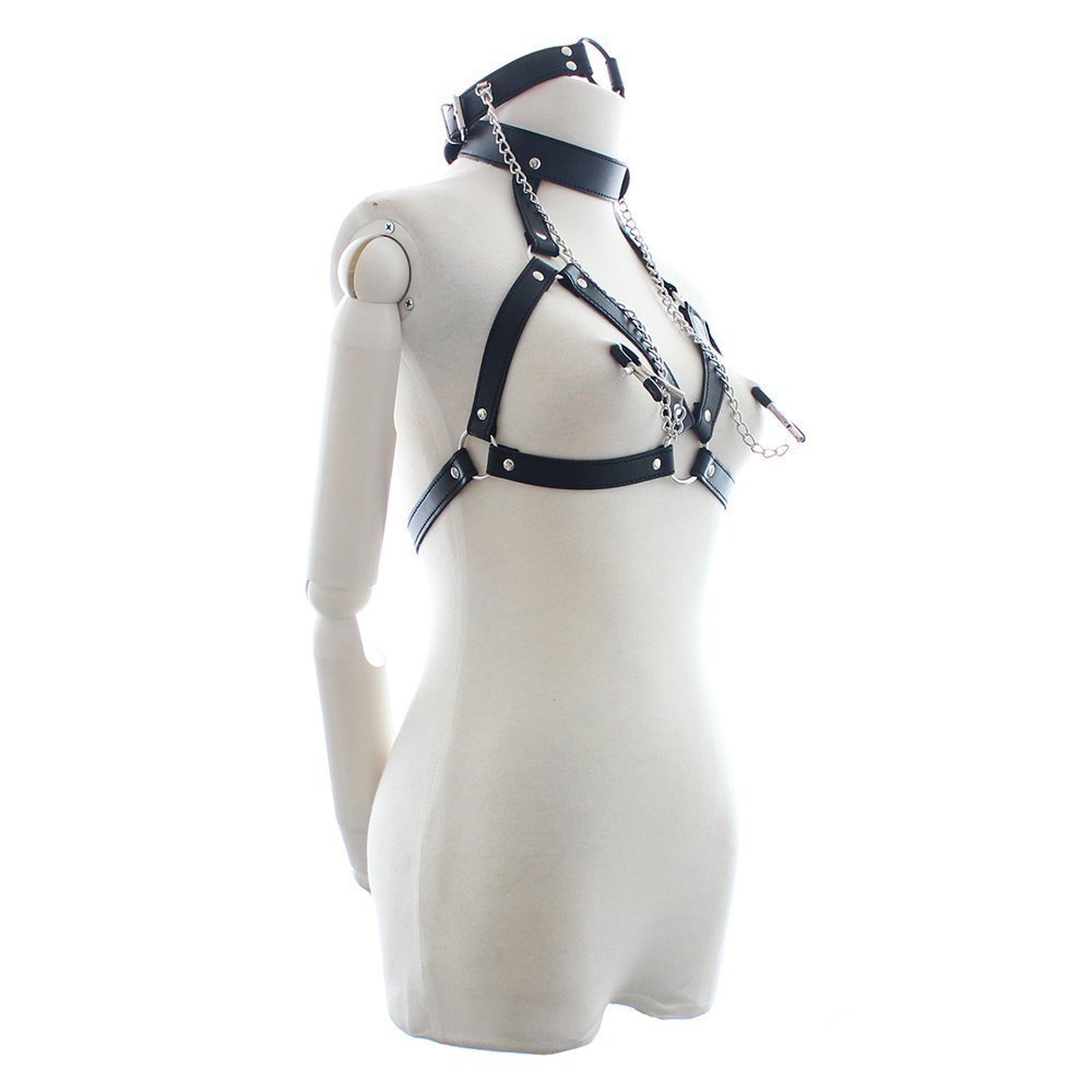 Greenpinecone® SM Bondage Knebel Nippelklemmen mit Fetisch Halsband