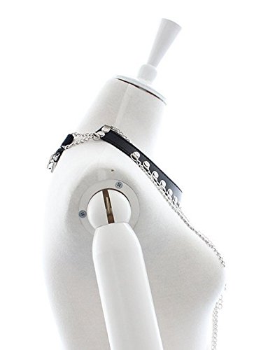 SM Bondage Leder Halsband mit Dekorative Metall-Kette Fesseln Halsbänder