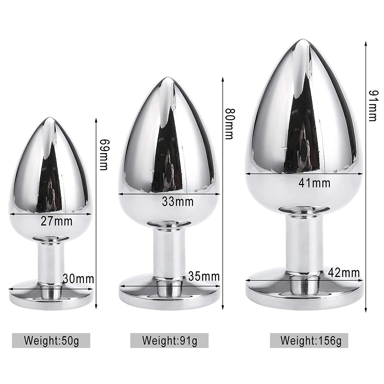 Greenpinecone Klein Medium Groß Metall Analplug Set Buttplug Anal Butt Plug mit Kristall Diamant