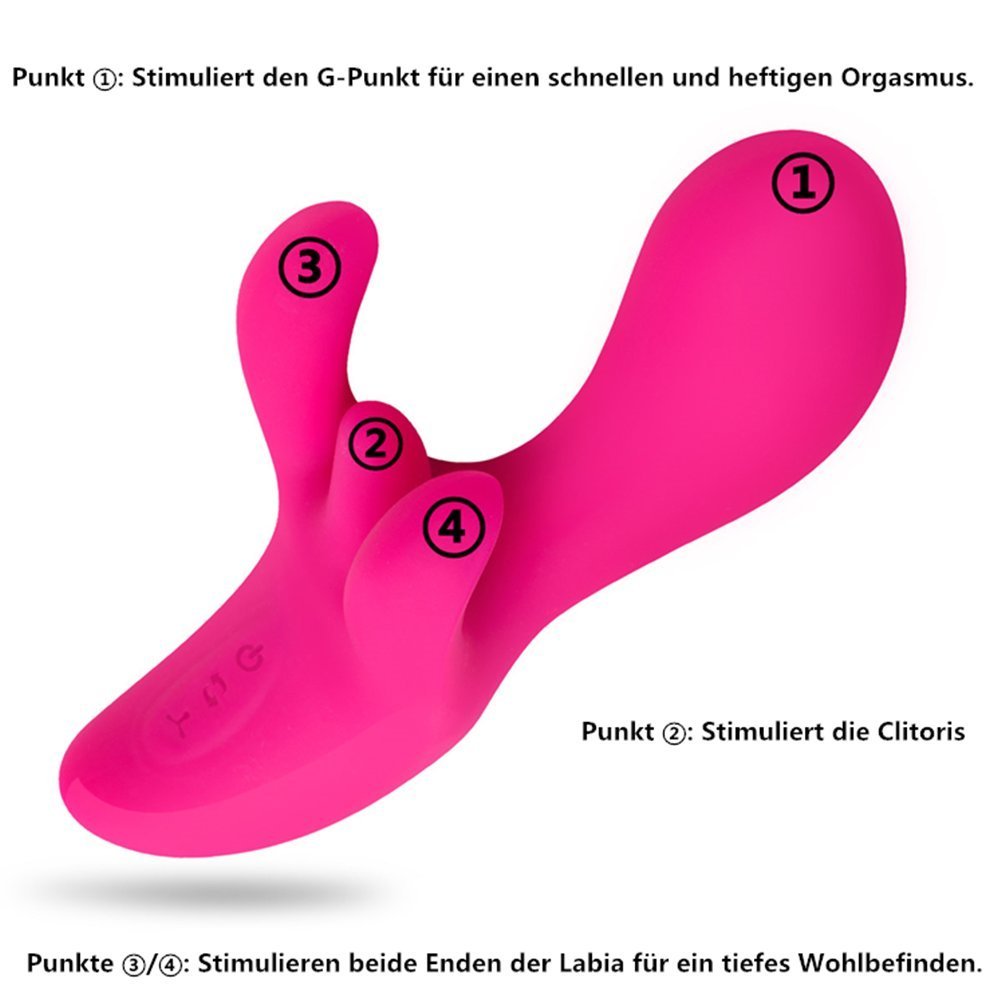 LEVETT® Deluxe Silikon G-Punkt Vibrator mit Klitorisstimulator und Schamlippen Stimulation