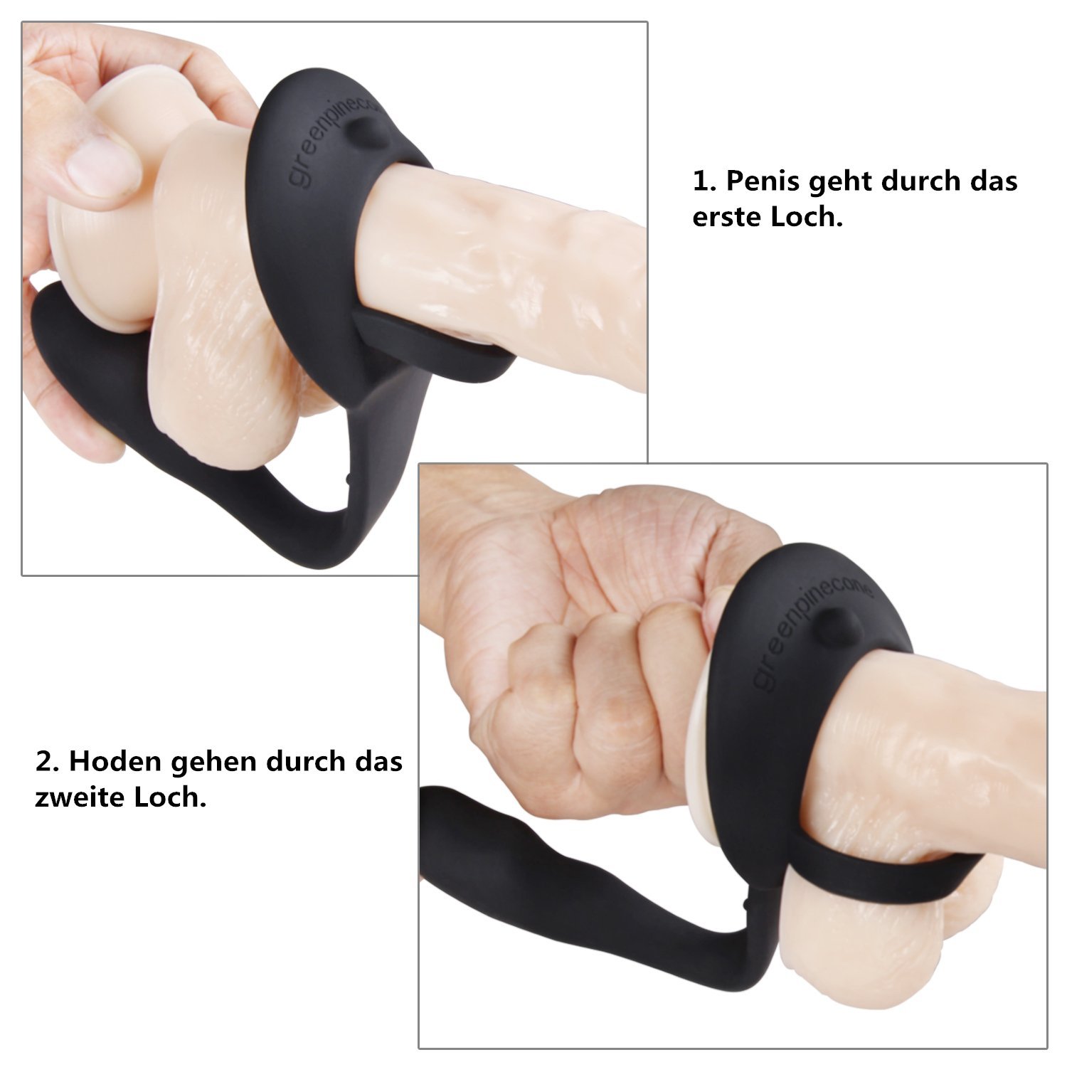 Deluxe Silikon Analplug mit Cockring / Penisring / Hodenring, Buttplug set mit perineum stimulation