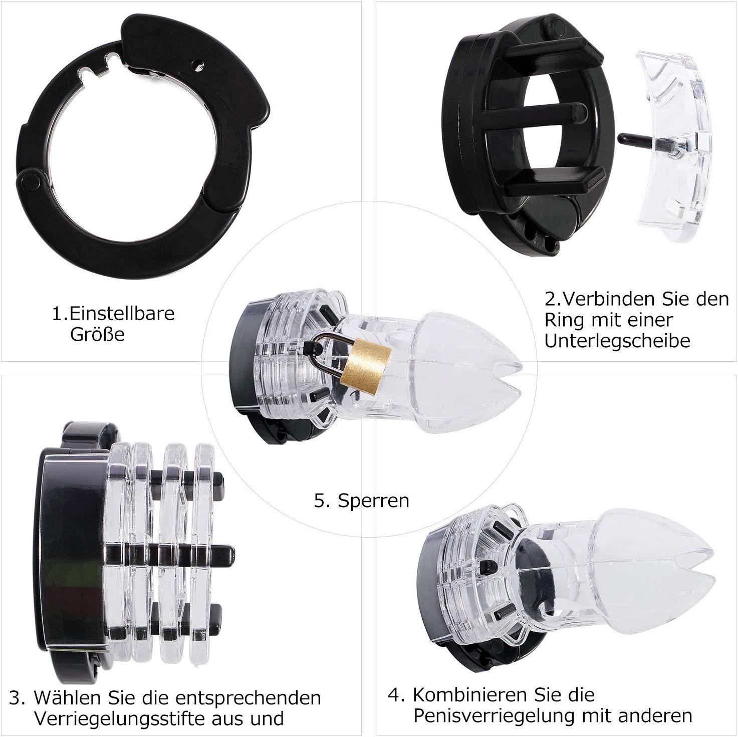 Greenpinecone Keuschheitsgürtel für Männer, Transparenter Keuschheitskäfig Peniskäfig
