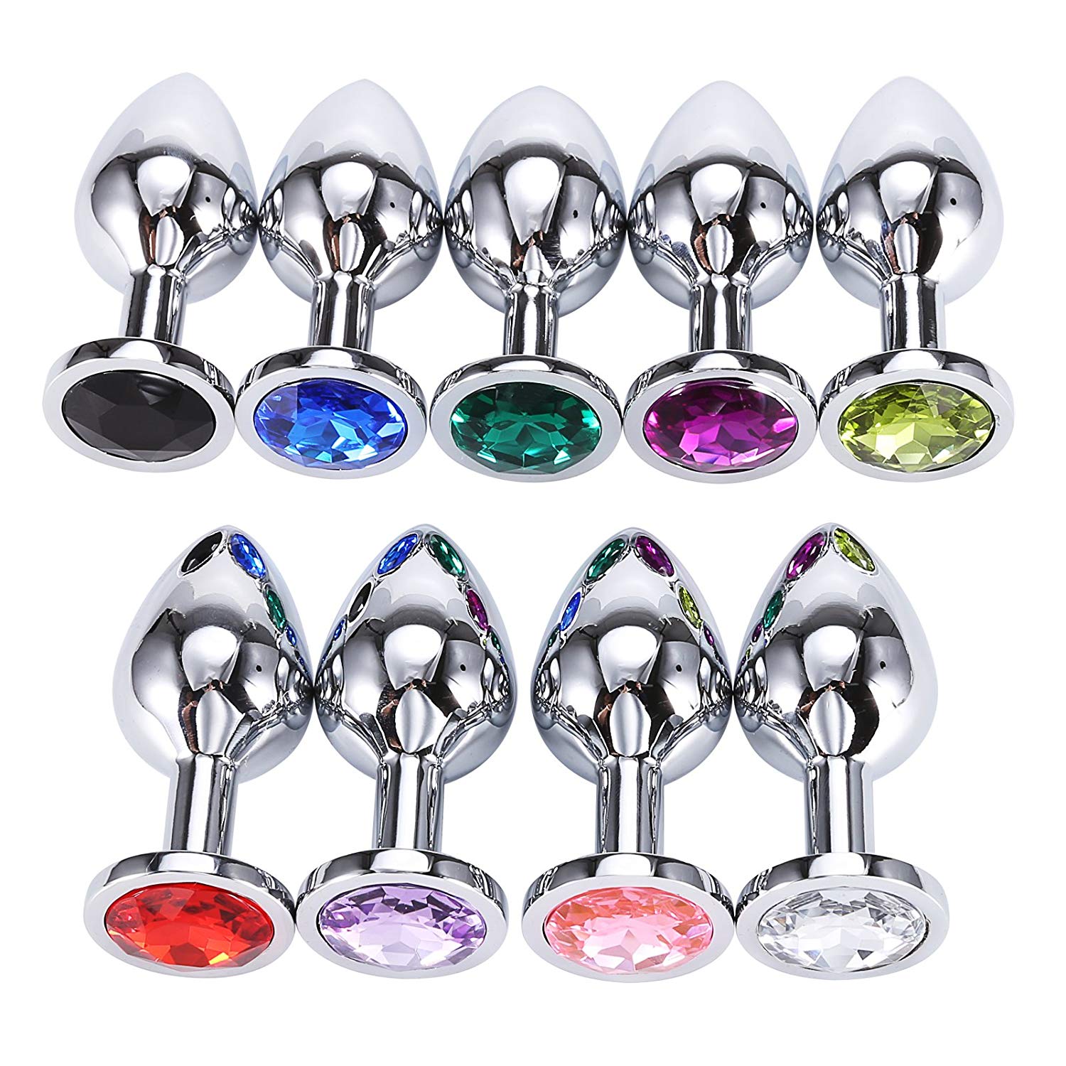 Greenpinecone Klein Medium Groß Metall Analplug Set Buttplug Anal Butt Plug mit Kristall Diamant