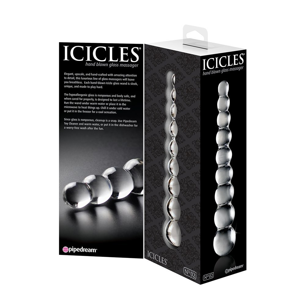 Icicles No.2 Beaded Clear Glass Dildo