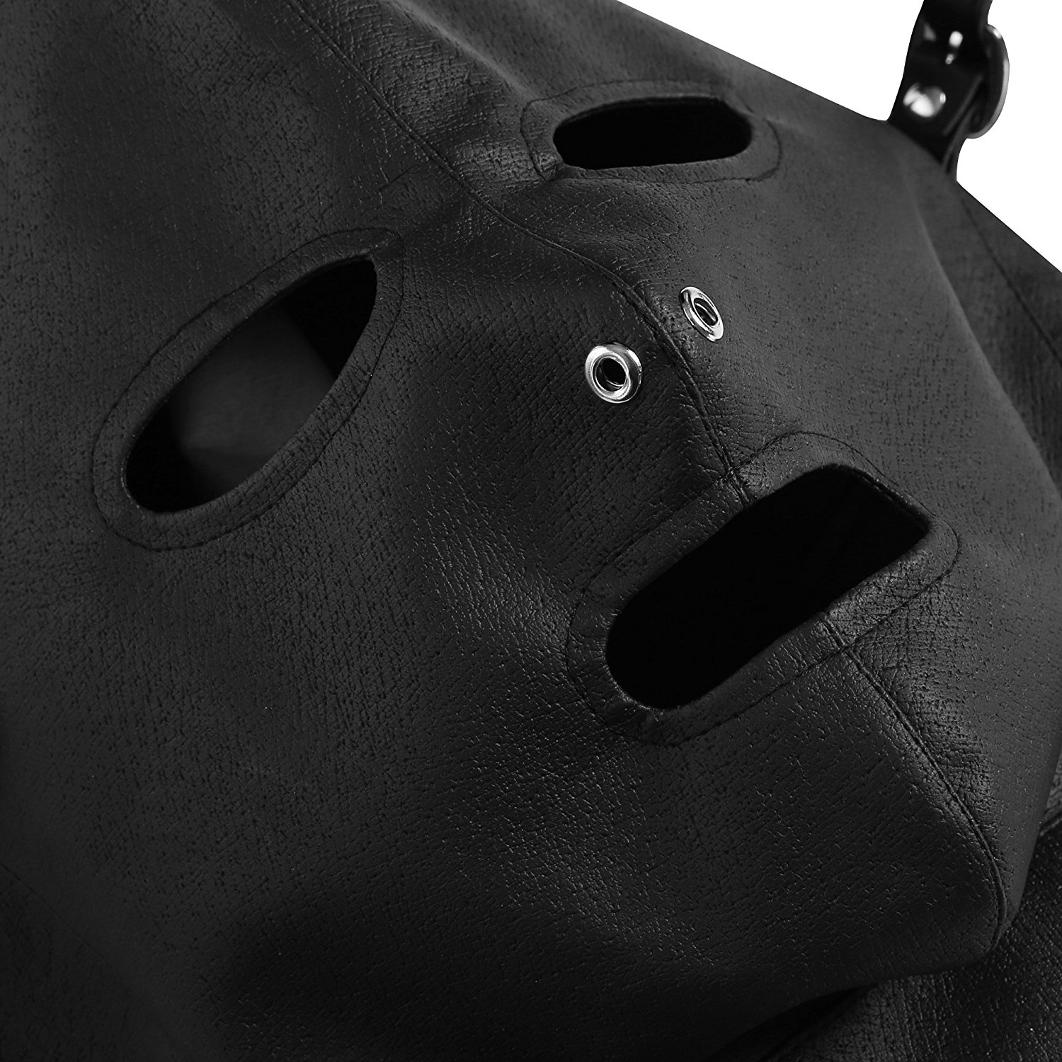 blickdicht Leder Kopfmaske in schwarz mit abschließbarknebel Augenbinde - Bondage