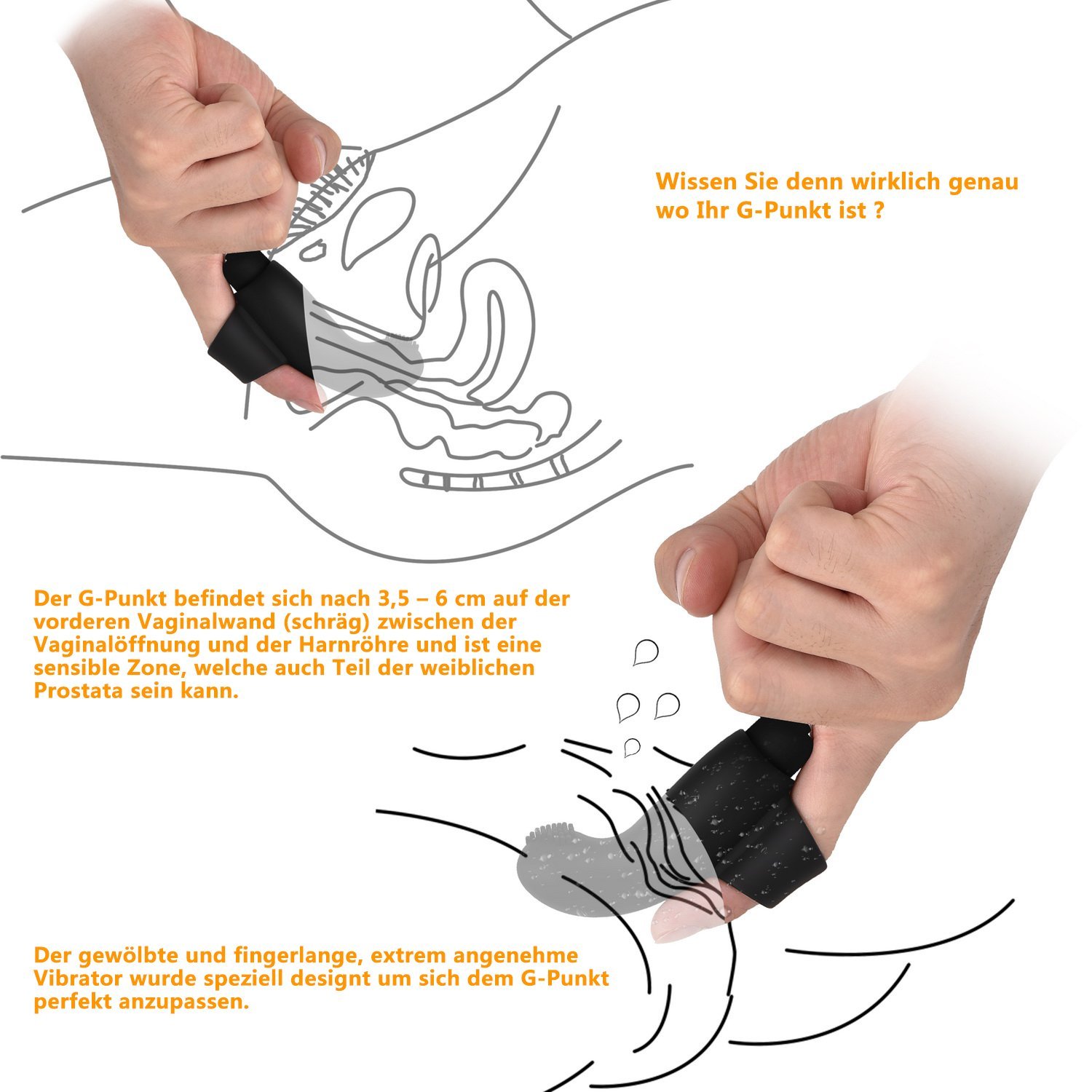 Greenpinecone 2 x Deluxe Echter G-Punkt Fingervibrator aus Silikon Klitoris Vibratoren mit 10