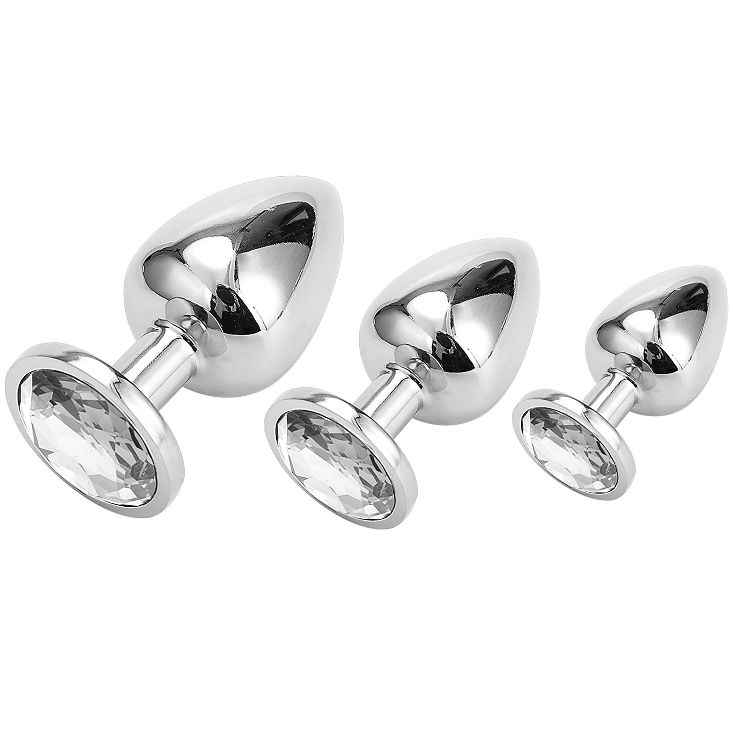 Greenpinecone Klein Medium Groß Metall Analplug Set Buttplug Anal Butt Plug mit Kristall Diamant