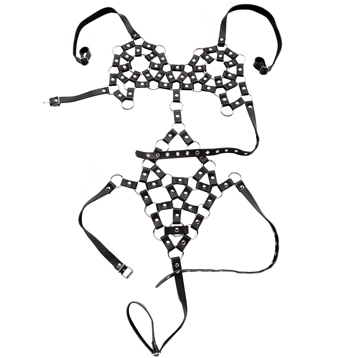 Damen Lingerie Unterwäsche Echtes Leder Fetisch Köper BH Träger Teddy Lingerie Dessous