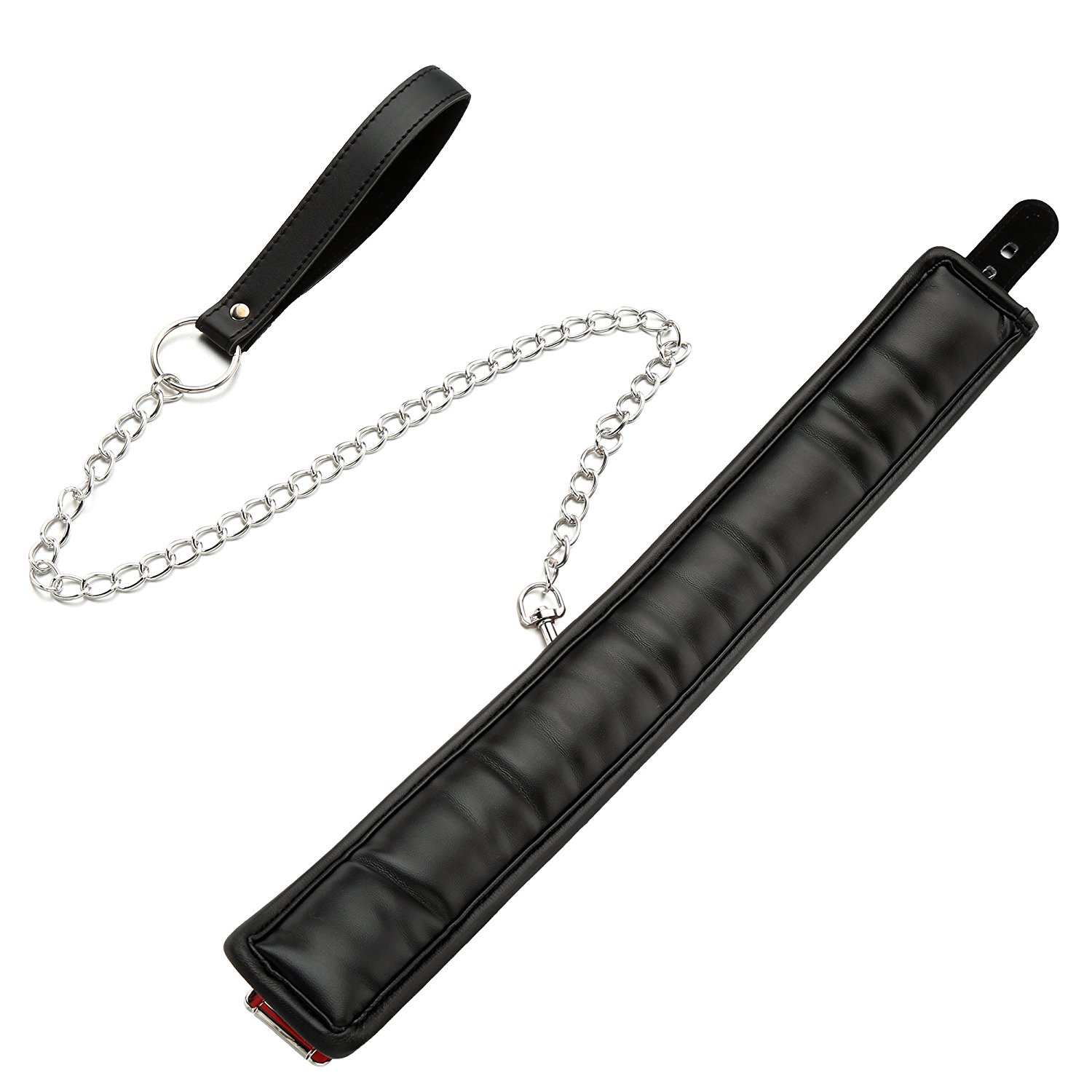 Greenpinecone® Erotik Bondage Leder Halsband mit Ring, mit leine in schwarz rot