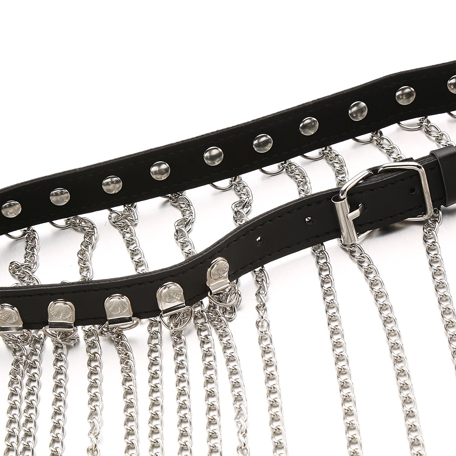 Damen Bondage Tassel-Kette Ouvert Körperharness Lingerie Leder Fetisch Köper