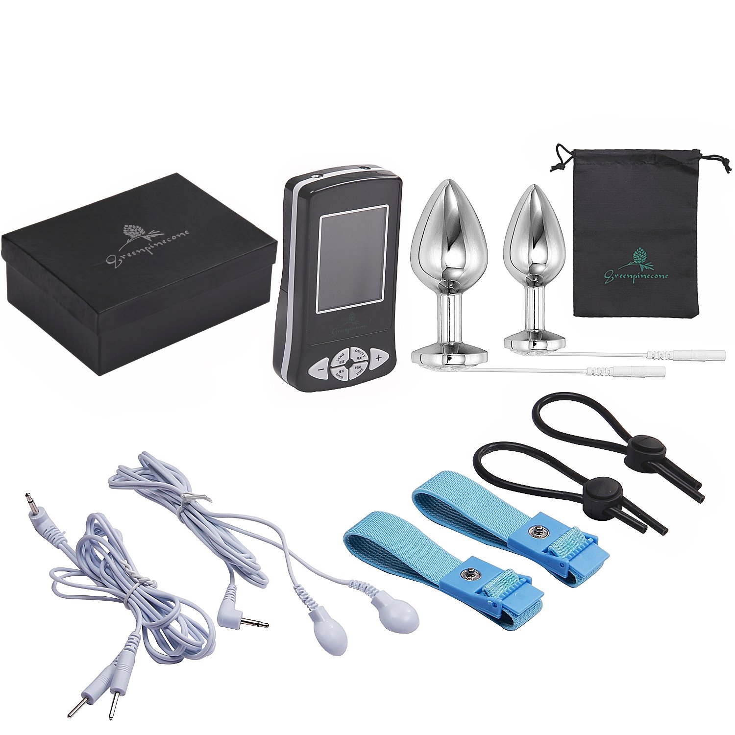 Greenpinecone® Luxus Elektro Analplug Set 32 mm und 25 mm, Elektrosex Buttplug für Reizstromgerä