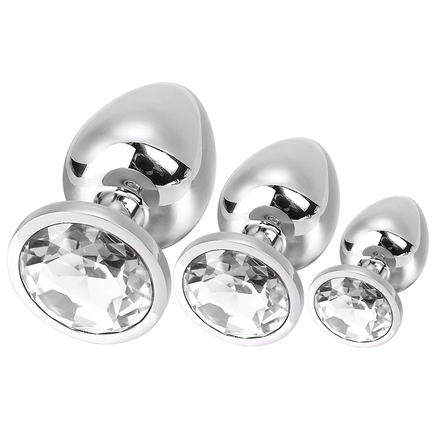Greenpinecone Klein Medium Groß Metall Analplug Set Buttplug Anal Butt Plug mit Kristall Diamant