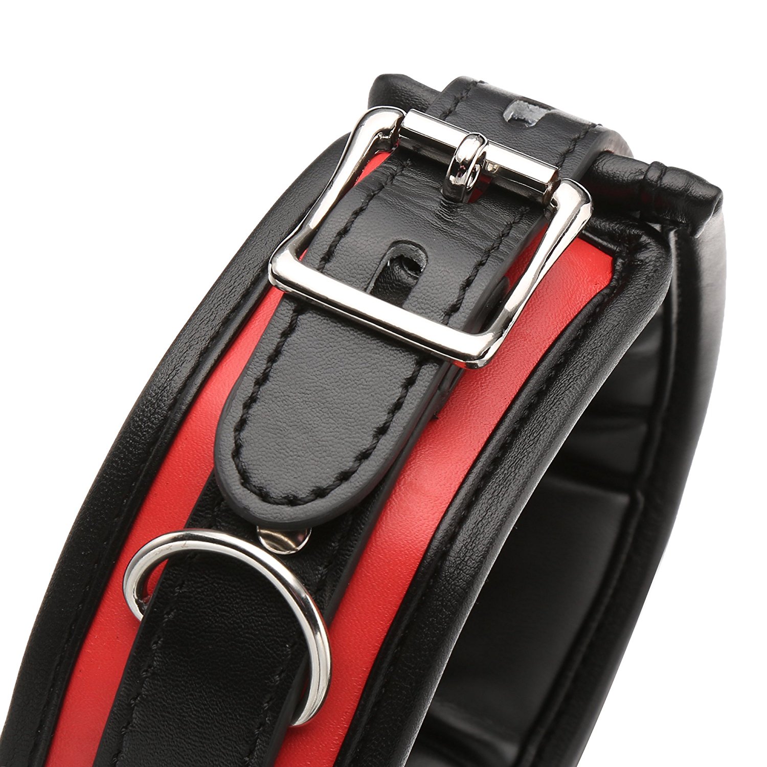 Greenpinecone® Erotik Bondage Leder Halsband mit Ring, mit leine in schwarz rot