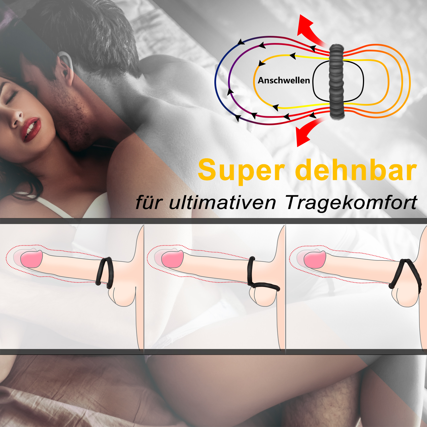 Greenpinecone Silikon Dual Penisring Set, Deluxe Cockringe zur Potenzsteigerung Cockring&Hodenringe