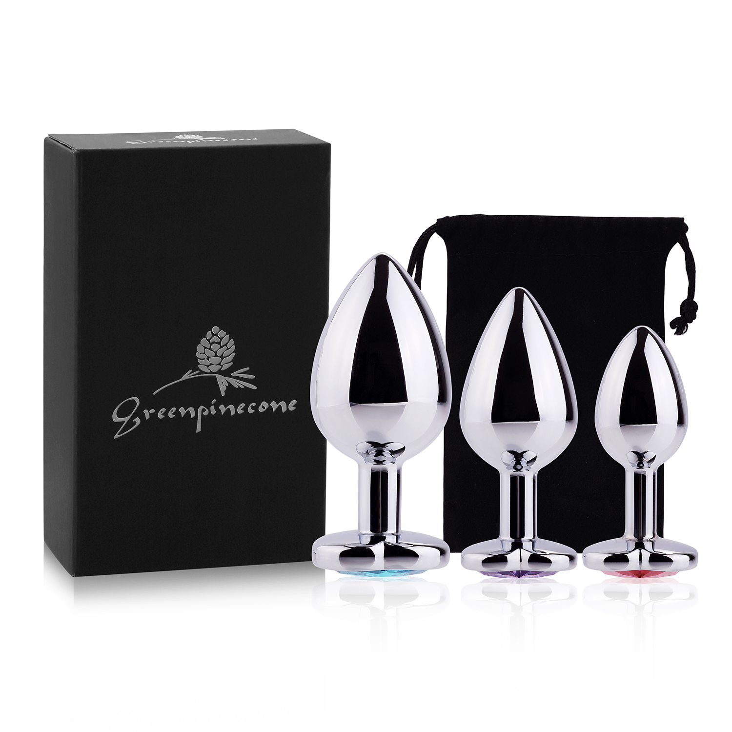 Greenpinecone Klein Medium Groß Metall Analplug Set Buttplug Anal Butt Plug mit Kristall Diamant