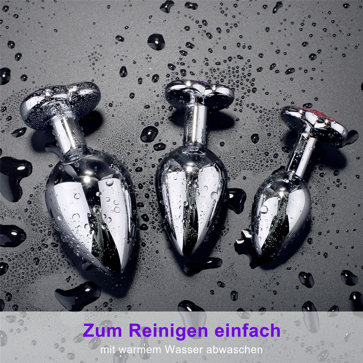 Greenpinecone Klein Medium Groß Metall Analplug Set Buttplug Anal Butt Plug mit Kristall Diamant