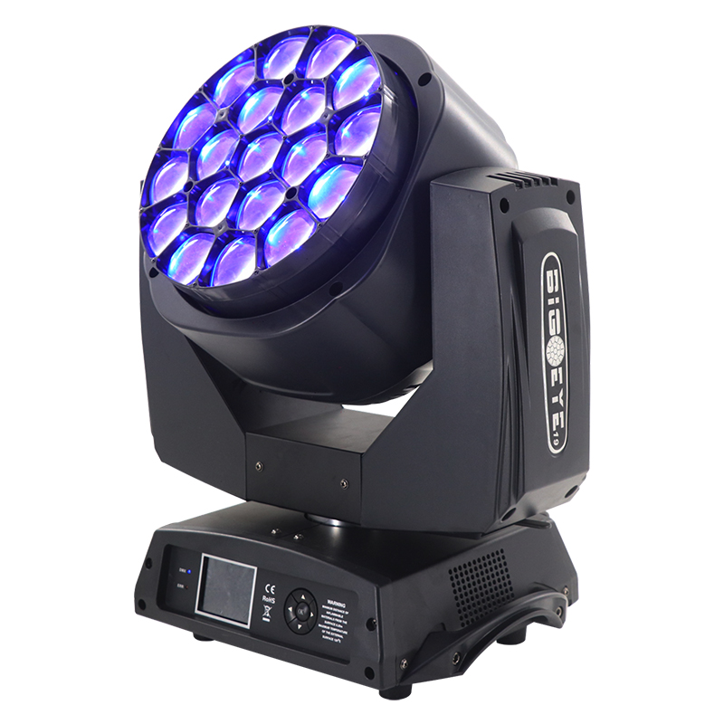 L-110 Big K10 Bee Eye 19x15W LED DMX DJ Moving Head Light Wash Zoom RGBW 4-in-1 Stage Lights