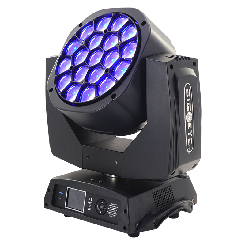 L-110 Big K10 Bee Eye 19x15W LED DMX DJ Moving Head Light Wash Zoom RGBW 4-in-1 Stage Lights