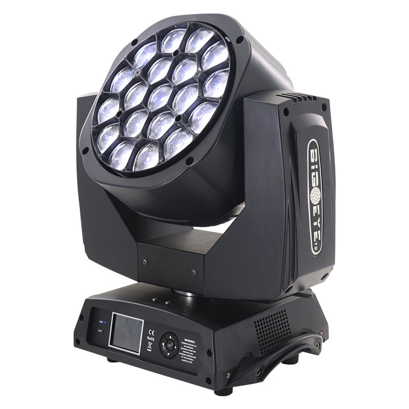 L-110 Big K10 Bee Eye 19x15W LED DMX DJ Moving Head Light Wash Zoom RGBW 4-in-1 Stage Lights