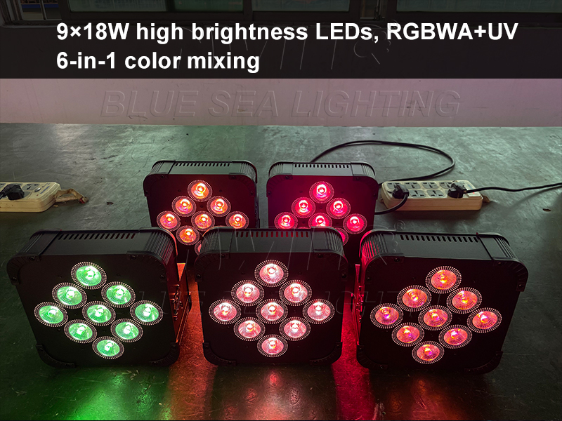 9x18W LED battery powered PAR light