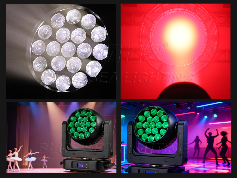 DMX512 Controlled RGBW Moving Head Wash Lighting