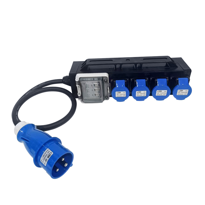 4 Road 16A CEE Output 32A 3 Core CEE Industrial Plug Input Cabinet Electrical Distribution (with 1m long cable)
