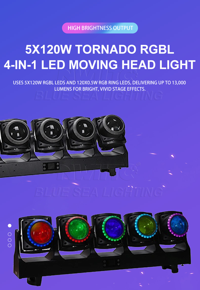 5x120W Tornado RGBL LED Moving Head