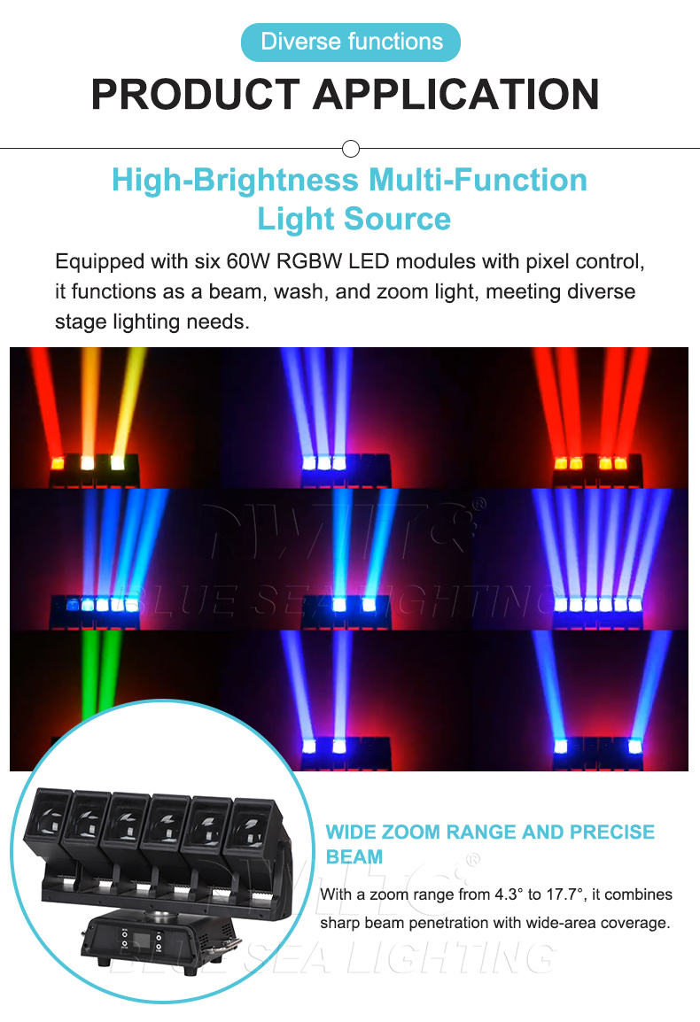 12x60w pixel beam bar zoom led moving head light