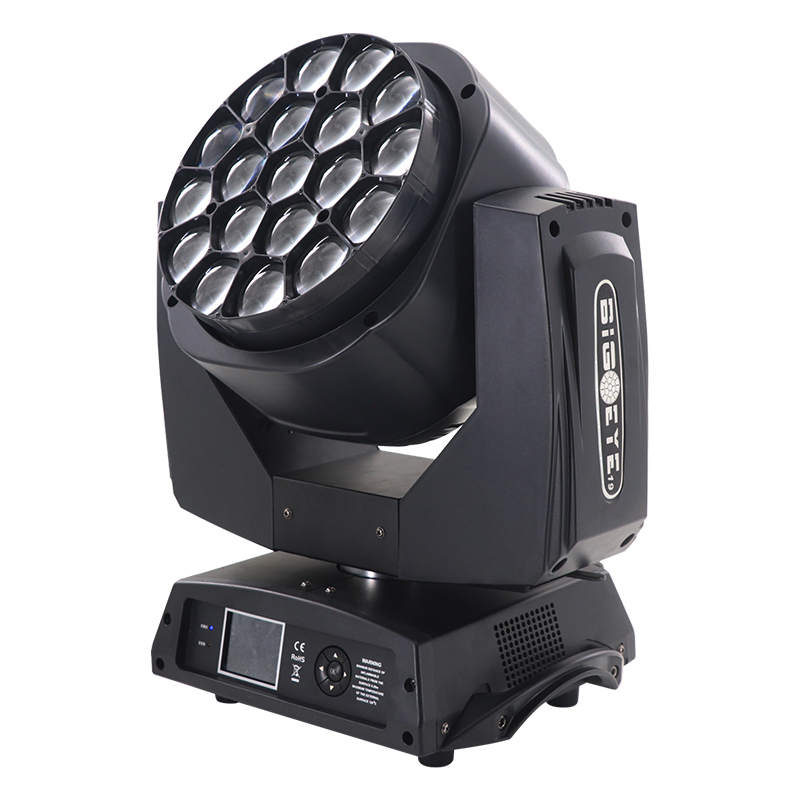 L-110 Big K10 Bee Eye 19x15W LED DMX DJ Moving Head Light Wash Zoom RGBW 4-in-1 Stage Lights
