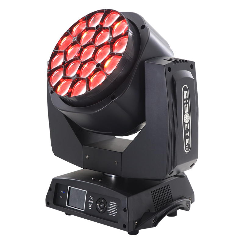 L-110 Big K10 Bee Eye 19x15W LED DMX DJ Moving Head Light Wash Zoom RGBW 4-in-1 Stage Lights