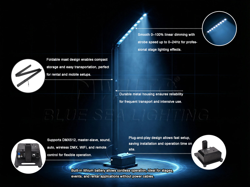 wireless battery mast stand light