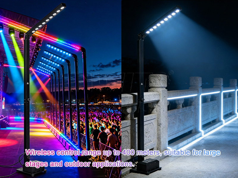 DMX wireless battery mast stand lighting fixture