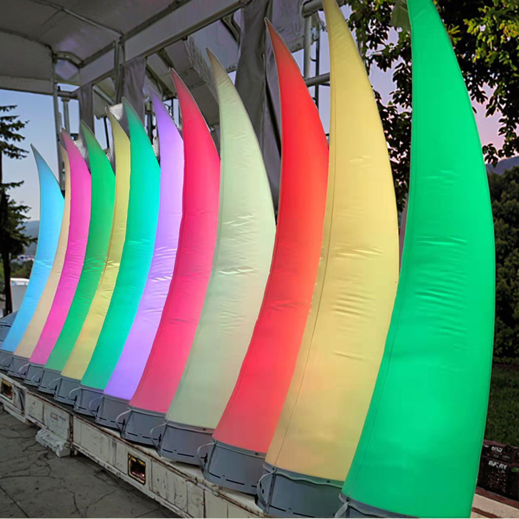 Wireless Battery Powered LED Inflatable Horns Light for Weddings Outdoor Stage DJ Lighting