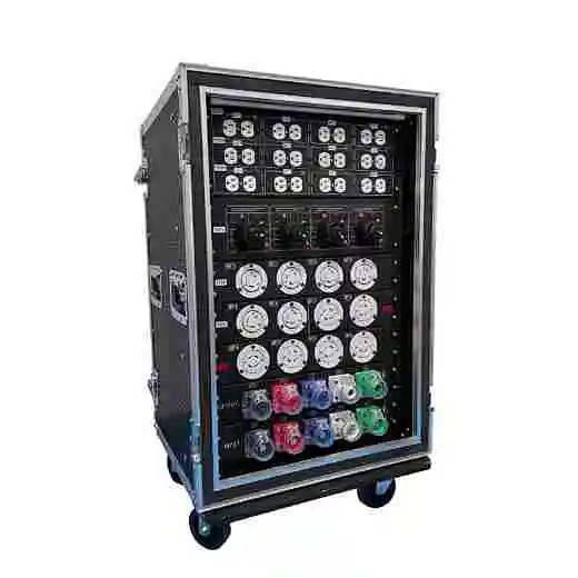 Camlock Power Distribution Box with 12x 110V Edison, 4x 110V Socapex, 6x 110V L6-30, and 6x 220V L6-30 Outputs