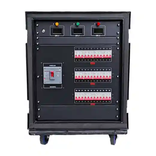 Camlock Power Distribution Box with 6x 110V Edison and 12x 208V L21-30 Outputs