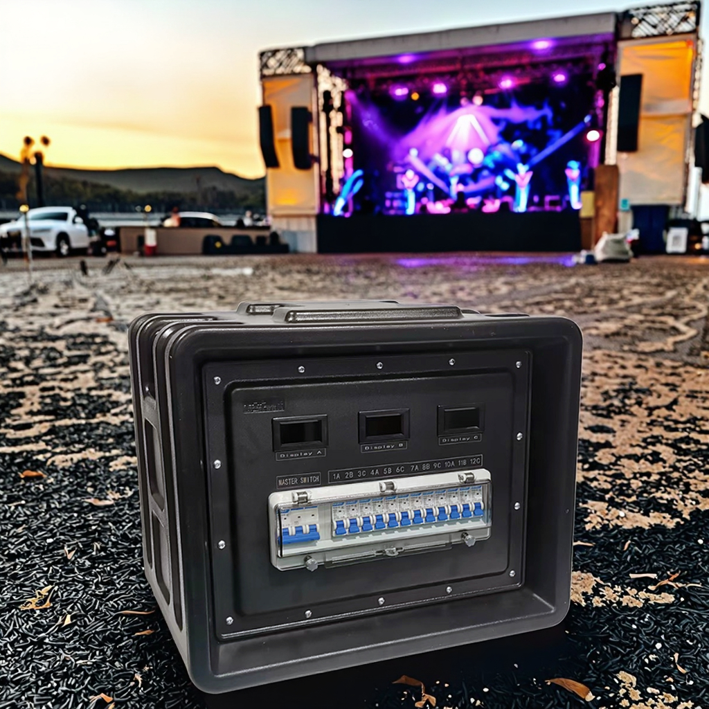 63A 5PIN Input 12CH 16A Output Outdoor Waterproof Power Distribution Box Aluminum AC Unit