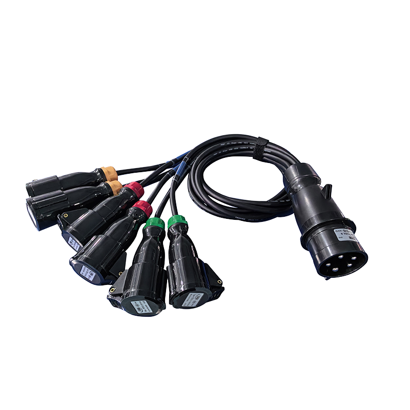 Customized 1m 32A 5Pin Socapex Power Cable – Male to 6x 16A CEE Female Sockets Connector