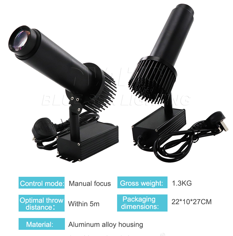 30W LED Static Gobo Projector Compact 1.3kg