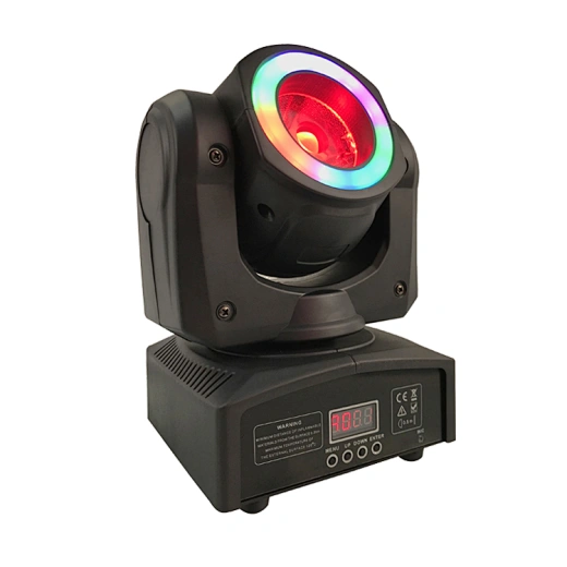 L-51 Pro Mini 40W LED Beam Moving Head Light with Halo Ring for Disco, Club, Stage – White Aluminum DMX512 Fixture for Concerts, Bars, KTV